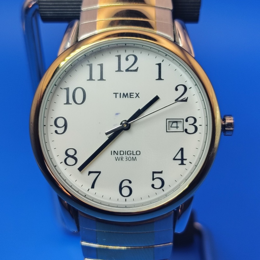 Vintage 2008‎ Timex Indiglo Easy Reader Date 35mm Two Tone Men's Quartz Watch